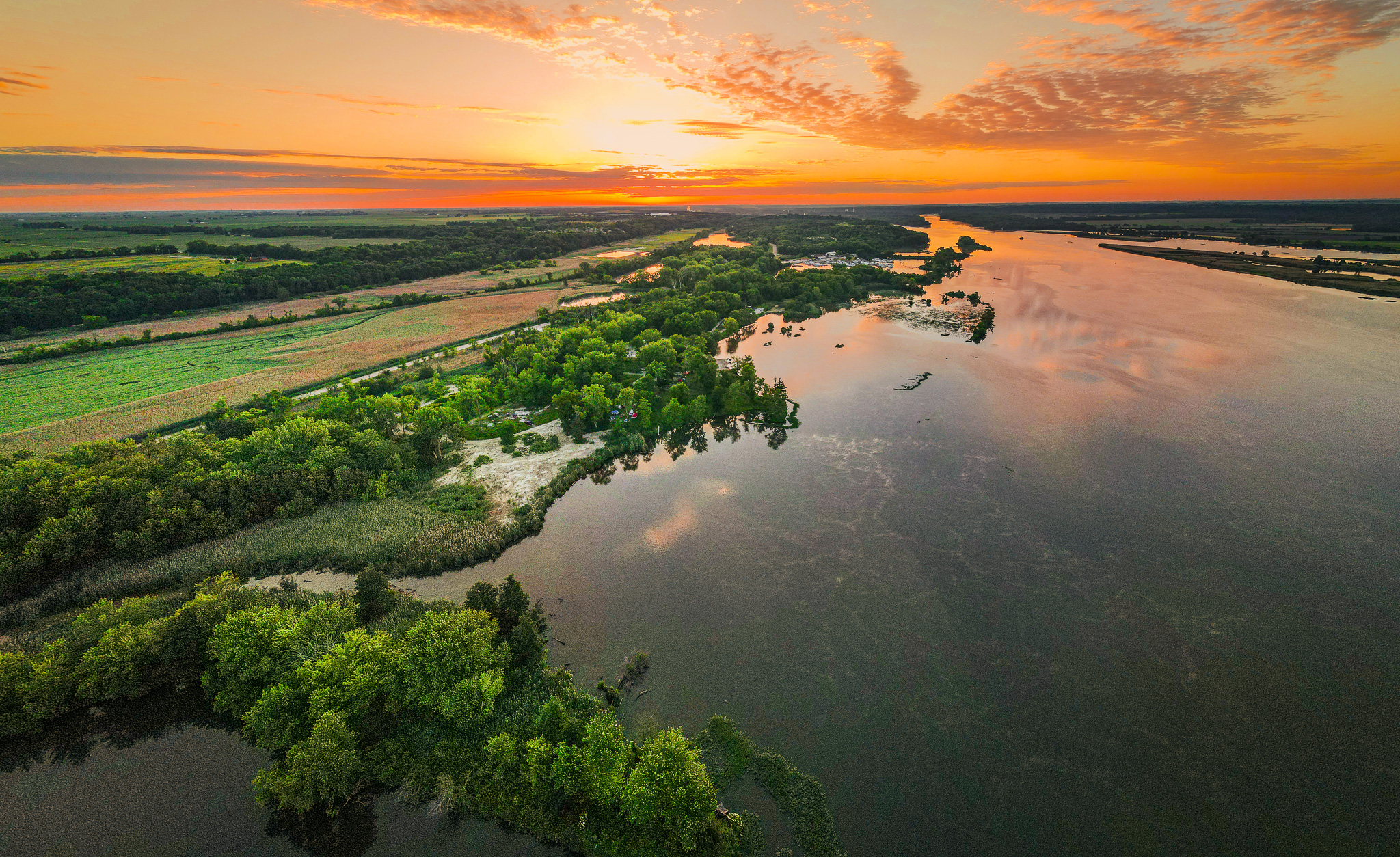 sunset over a lake